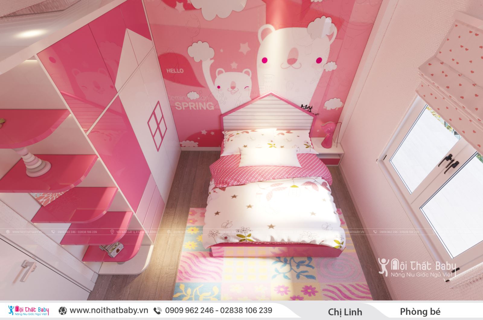 Thiết kế phòng ngủ cho bé gái vô cùng đáng yêu